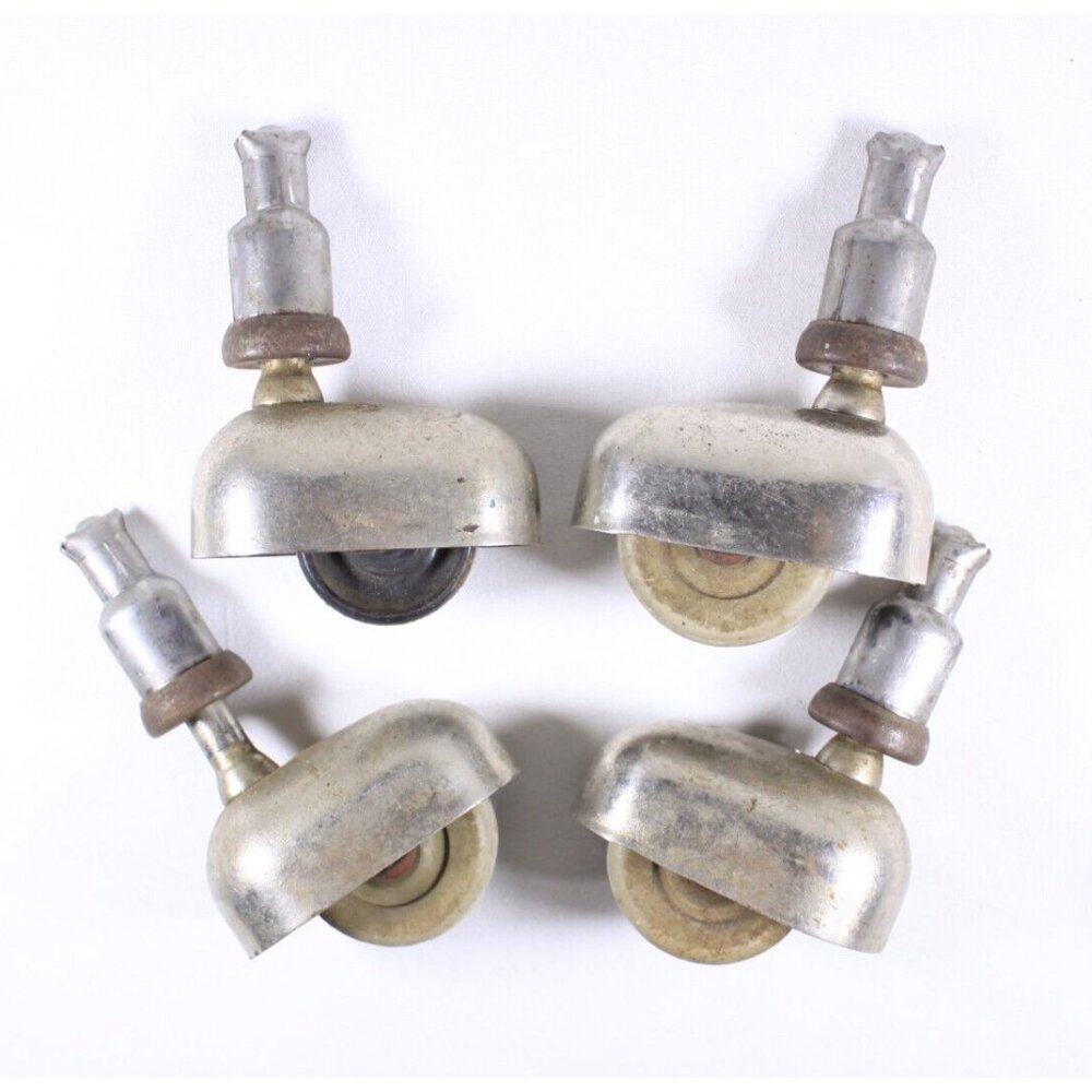 Vintage art deco caster wheels, mcm reclaimed office chair swivel casters - Picture 1 of 8
